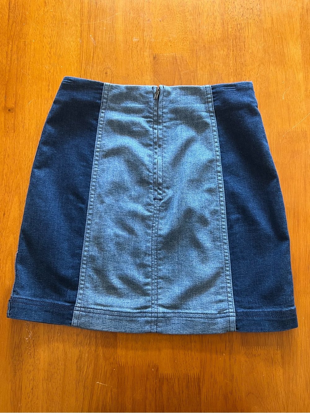 Free People Two-Tone Blue Denim Mini Skirt - Picture 2 of 3